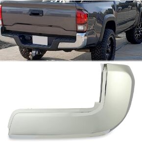 KUAFU Rear Bumper End Cap Compatible with 2016-2023 Toyota Tacoma Replacement for TO1104131 TO1105131 W/O Parking Sensors Holes Chrome Cover Corner Extension Pair