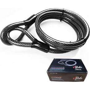 Anti-Theft Weatherproof Looped Security Cable Lock,Solid Stainless Steel with Loops for E-Bike, Bike, Scooter, Motorcycle, Ship, Door, Lawn Mower and Equipment Lock Accessory Kit (Wire 120cm)