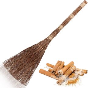 35 Inch Cinnamon Broom Traditional Cinnamon Broomstick Hand Scented Cinnamon Broom for Door Protection Witch Heather Broom Decoration for Rustic Holiday Halloween Autumn in Kuwait