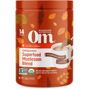 OM Mushroom Superfood Pumpkin Spice Latte Superfood Mushroom Blend, 4.44 oz, up to 14 Servings