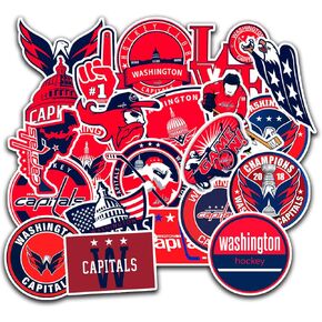 22 PCS Washington American Capitals Hockey Stickers for Water Bottle, Laptop, Bicycle, Computer, Motorcycle, Travel Case, Car Decal Decoration Stickers