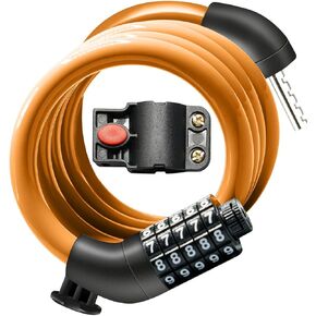 Bike Lock Cable with Combination,High Security 5-Digit Resettable Combination Bicycle Lock Anti-Theft, Scooter Lock with Mounting Bracket for Bikes and Scooters(Yellow)