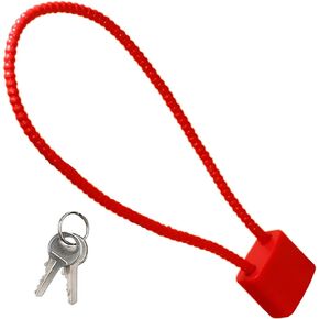 Cable Locks with 2 Keys - 15" Keyed Cable Locks Heavy Duty Lock Fits Bicycle Lock Motorcycle Lock Key Lock Gate Lock Storage Door Lock Safety (Red)