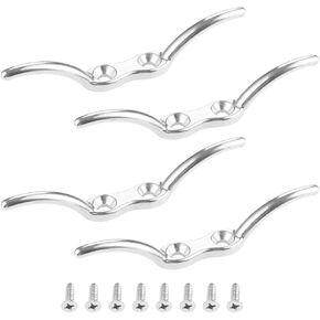 Yetaha 4Pcs Metal Deck Dock Cleats, 4 Inches Stainless Steel Hardware Rope Cleat Mooring, Heavy Duty Rope Cleat for Boat Marine Decor