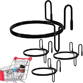 Shopping Cart Cup Holder, 4 Pcs Portable Shopping Cart Drink Holder for Hanging Shopping Cart Cup Holder Attachment Metal Drink Holder for Hanging Drink Cups Coffee Cup Tapered Cup Bottle