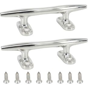 Boat Dock Cleat, Heavy Rope Boat Open Base Cleat, 316 Stainless Steel Mooring Dock Cleat with Screw for Boat, Deck, Hook, Yacht, 4Inch /6Inch 2Pack