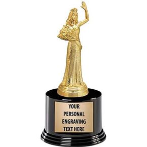 Crown Awards Beauty Queen Trophies with Custom Engraving, 7.25" Personalized Beauty Queen Waving Pageant Trophy On Deluxe Round Base Prime