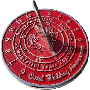 NauticalMart 35th Coral Anniversary Unique Marriage Present for Parents, Grandparents, Friends, Husband or Wife, Couples, Him & Her Wedding Anniversary Sundial Gift 2024 (35th Anniversary)