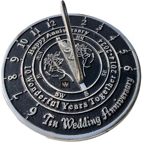 NauticalMart 10th Tin Anniversary Unique Marriage Present for Parents, Grandparents, Friends, Husband or Wife, Couples, Him & Her Wedding Anniversary Sundial Gift 2024 (10th Anniversary)