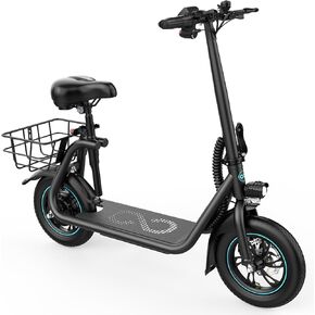 Electric Scooter with Seat for Adults, 550W Powerful Motor, 20-Mile Range, Speed up to 18.6MPH, Ample Storage for Pets & Cargo