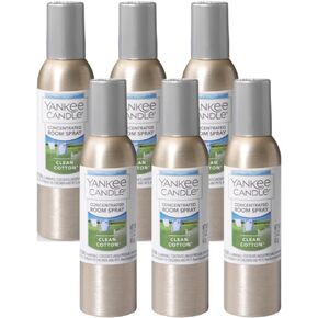 Yankee Candle Concentrated Air Freshener Room Spray, Odor Eliminator for Home, Bathroom, Clean Cotton, 1.5 Oz (Pack of 6)