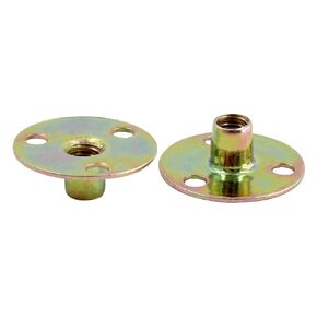12PCS 5/16"-18 Carbon Steel Round Base T-Nut, Brad Hole Tee Nut, Furniture Hardware Flange Insert Female Thread 3-Hole T-Nuts