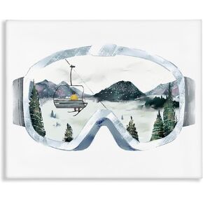 Stupell Industries Ski Mountain Reflection in Sports Goggles Winter Forest, Designed by Ziwei Li Canvas Wall Art, 16x20, Gray