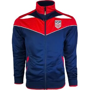 Icon Sports Officially Licensed Men's U.S. Soccer Jacket, USA Soccer Full Zip Track Jacket Adult Sizes