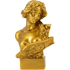 6" H Small Greek Goddess Bust Statue Sculpture Home Decorations, Classic Aphrodite Ancient Greek Mythology Head Statue Decor for Bookshelves, Shelves, Partition Decor (White)