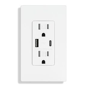 10 Pack - BRILLTECH USB Outlet, Wall Outlet with Type C & Type A Ports, 15 Amp Receptacle Plug, Tamper-Resistant Receptacle, Screwless Wall Plate Include, UL Listed, White