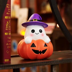 Ghost Halloween Decor Cute Halloween Ghost Pumpkins Decorations for Fall Halloween Home Decor Ghost Decor with Witch Hat Halloween Party Tabletop Home Shelf Decoration Indoor&Outdoor