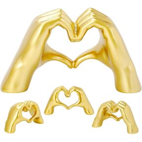 الذهب القلب الأيدي النحت شكل قلب الحب إصبع اليد لفتة التماثيل نيك المواهب ديكور المنزل للرفوف ديكور عيد الشكر هدايا عيد الحب (قلب الحب) in Kuwait