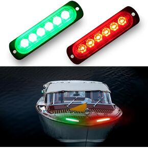 Boat Navigation Lights LED Bow Lights IP68 Waterproof for Kayak Dinghy Jon Boat Bass Boat Pontoon Surface Mount (Red & Green, 2Pcs)