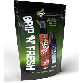 gloveglu Men's Mega and Fresh Bundle Football goalkeeping Grip Enhancer MEGAGrip and GloveFresh Pack, Black, One Size
