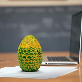 Dragon Egg Paperweight Replica | Solid Resin 4.5-Inch | Fleece Pouch | Red