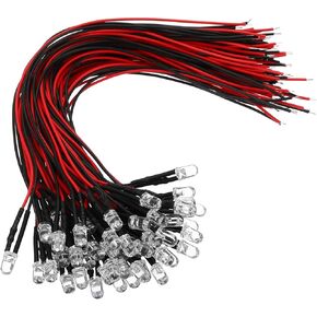 PATIKIL 3V - 6V 5mm LED Light Emitting Diodes, 55 Pack Pre Wired Mini LED Lights Bulb Light-Emitting Lamp for RC DIY Indicator Lighting Decoration, 11 Color