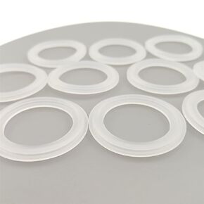 JOWIN Sanitary Clear Type 2 inch Tri Clamp Ferrule Silicone Gasket Tri Clover Compatible Standard O-Ring Sealing (Pack of 10) (2")