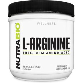 NutraBio L-Arginine Supplement, 750mg – Nitric Oxide Precursor, Supports Blood Flow, Vascular Health, and Muscle Growth, 250g