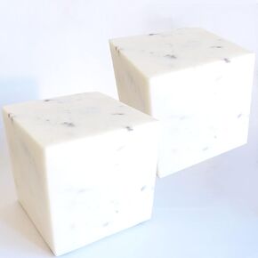 Marble Bookends Handcrafted Heavy Marble Cube Square Bookshelf Decor Set of 2 Decorative Bookends Book Stoppers with Non-Skid Bottom Solid Home Kitchen Office Shelves