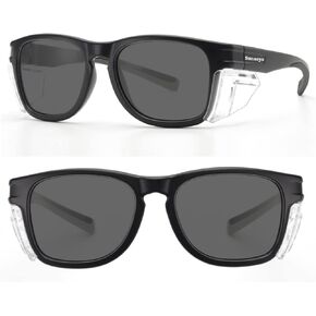Sunneys Safety Sunglasses, Removable Side Shields, ANSI, Z87+, Non-Slip, Anti Fog, Black Frame/Mirror Lens, Case included, Shooting, Cycling, Travelling, Anti Pollen Goggles, Eye Protection