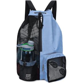 Mesh Backpack Swimming Drawstring Bag Backpack with Wet Pockets Beach Storage Backpacks Mesh Swim Equipment Beach Bag