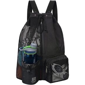 Mesh Backpack Swimming Drawstring Bag Backpack with Wet Pockets Beach Storage Backpacks Mesh Swim Equipment Beach Bag