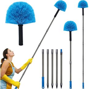 12+ft Reach Cobweb Duster with 3-6ft Extension Pole//Spider Web Cleaner Cobweb Brush for Outdoor & Indoor//Lightweight & Sturdy Telescopic Pole //Soft Bristles.(6 Feet)