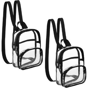 Weewooday 2 Packs Clear Mini Backpacks Stadium Approved Waterproof Small Clear Bag for Sport Events Festival Concerts(Black)