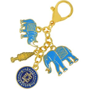 Fengshuibringluck Feng Shui Elephant & Rhinoceros With Ksitigarbha Staff Bringing Good luck and Wealth, Peace Amulet Keychain