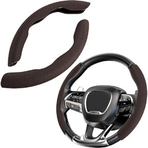 Universal Fit Suede Steering Wheel Cover, Sporty Alcantara Steering Wheel Cover Protector, Segmented Non-Slip Soft Car Wheel Cover Black, (STWCover001)