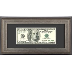 AUEAR, Dollar Bill Frame with Black Mat or 4x9 Business License Holder Without Mat, Easel Stand for Tabletop and D-Ring for Wall Mounting, Tempered Glass (Vintage Silver, 1 Pack) in Saudi Arabia