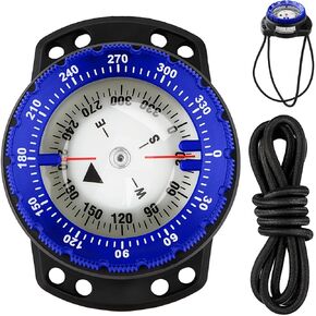 Scuba Dive Compass, Waterproof 5ATM Marine Navigation Wrist Compass with Bungee Mount and Cord, Glow in The Dark for Underwater Diving, Sailing, Camping, Kayaking, Hiking