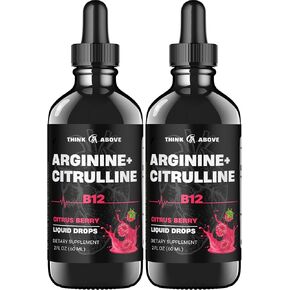 L-Arginine + L-Citrulline + B12 Liquid Drops, Citrus Berry Flavor, 2 fl oz, Pack of 2