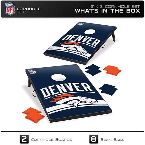مجموعة ألعاب Wild Sports NFL Denver Broncos Cornhole الخارجية، 2 × 3 بوصة، أزرق، مقاس واحد (1-1-16023-TJ109WD) in Kuwait