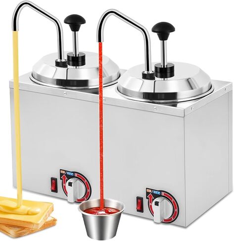 مضخات مزدوجة لتدفئة موزع الجبن، مضخة توزيع معزولة لتدفئة الجبن 5.3Qt لصلصة فدج الجبن والكراميل 86-190 درجة فهرنهايت قابلة للتعديل 110 فولت in Kuwait