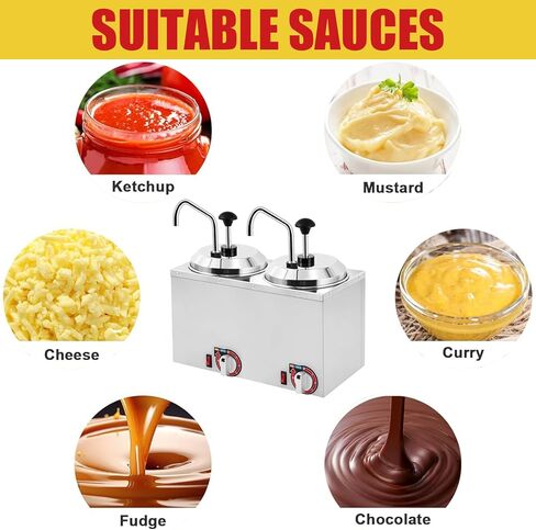 مضخات مزدوجة لتدفئة موزع الجبن، مضخة توزيع معزولة لتدفئة الجبن 5.3Qt لصلصة فدج الجبن والكراميل 86-190 درجة فهرنهايت قابلة للتعديل 110 فولت in Kuwait