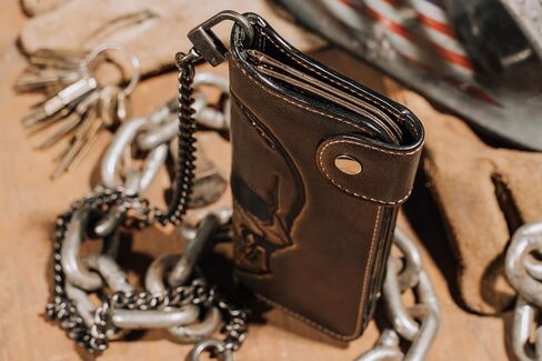 HoJ Co. Snap Skull Long Bifold with Grommet | Biker Wallet | Trucker Wallet in Saudi Arabia