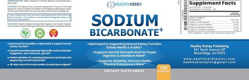 Organic Sodium Bicarbonate Alkaline Capsules - Enhanced Kidney Support, Stomach Acid Neutralizer with Alkalizing Superfoods, Immune & Sports Performance Aid, Fast-Acting Antacid – 120 Caps in Kuwait