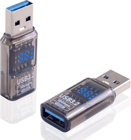 Poyiccot USB A Extension Adapter with LED Digital Display 2Pack, 10Gbps USB 3.2 Converter Type A Male to Female Extender with Digital Display for Laptop, Keyboard,Flash Driver (Transparent) in Kuwait