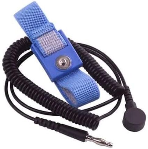 WB1600 Series Anti Static ESD Accessories Single Wire Grounding Wrist Bands Woven Fabric Wrist Straps Only for ESD Work Surfaces - 10 pack, Blue, 4mm Snap | TT_WB0016 in Kuwait