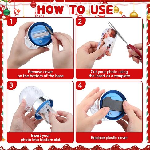Wettarn 6 Pcs Photo Snow Globes DIY Crafts Clear Plastic Mini Snow Photo Globe with Base Liquid Photo Frame for Christmas Xmas Family Friends Thanksgiving Gifts Tabletop Display (Red) in Saudi Arabia
