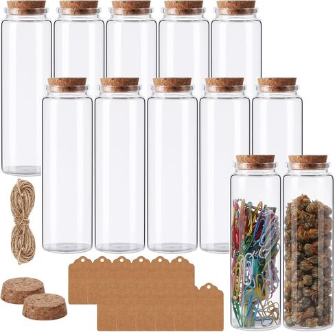 برطمانات زجاجية صغيرة بأغطية من الفلين 50 مل، مجموعة برطمانات زجاجية صغيرة مكونة من 12 قطعة، زجاجات زجاجية مع سدادات من الفلين، برطمانات رمل، برطمانات تعويذة، زجاجات جرعة، برطمانات زجاجية صغيرة للحرف اليدوية، الديكور، هدايا الحفلات in Kuwait