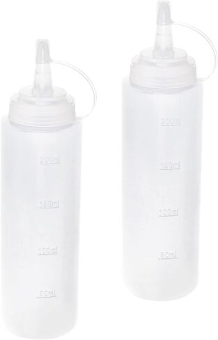 YOKIVE 2 Pcs Squeeze Sauce Bottle, Condiment Container with Sharp Mouth | Seasoning Storing, Great for Kitchen, Home, Daily Use (Clear, 200ML) in Saudi Arabia