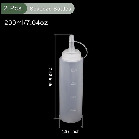 YOKIVE 2 Pcs Squeeze Sauce Bottle, Condiment Container with Sharp Mouth | Seasoning Storing, Great for Kitchen, Home, Daily Use (Clear, 200ML) in Saudi Arabia